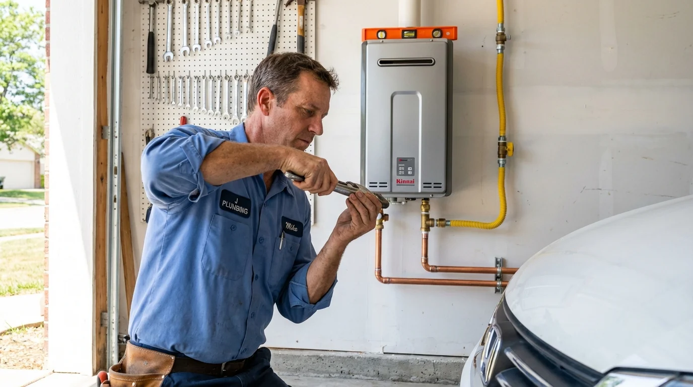 Tankless water heater installation by a Johns Plumbing LLC plumber in Cedar Hill
