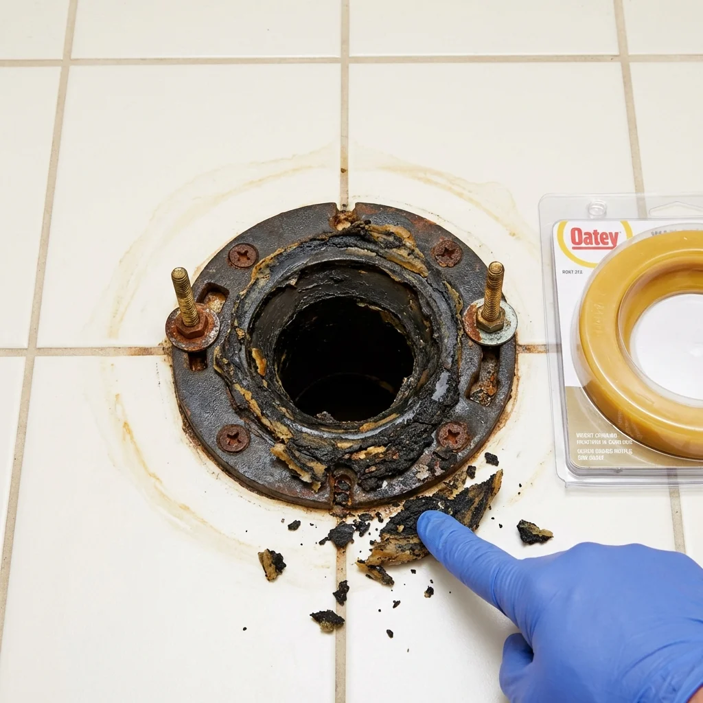Failed wax ring showing water seepage at the base of a toilet in a Cedar Hill, TX home